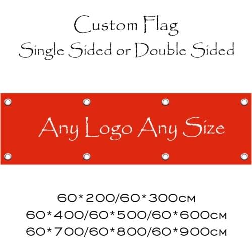 AMMIWAY Custom Flag 60x200cm 60x300cm 60x400cm 60x500m Company Logo Brand Single Double Sided Promotion Print Flags and Banners