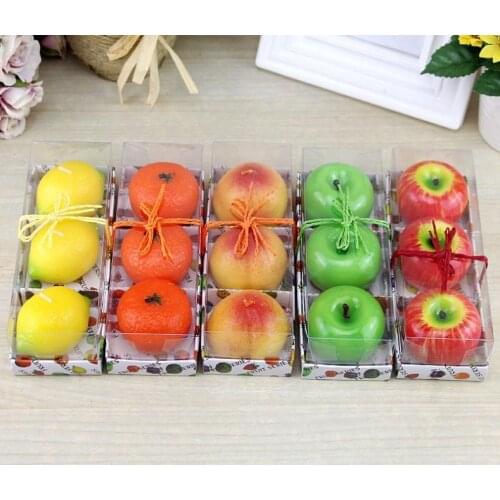Fruit Candles Apple Orange Lemon Shaped Scented Birthday Weddings Candles Romantic Party Decoration Christmas Gifts SN2016
