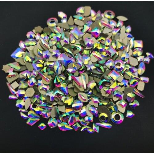 Hot Sale 360pcs Crystal AB Nail Art Rhinestones Set Flatback Glass Raindrop Rhombus Heart Stones For Nail Art Decoration Design