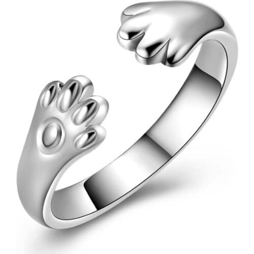 KOFSAC New Fashion 925 Sterling Silver Ring Cute Cat Claw Rings For Women Party Valentines Day Jewelry Girl Best Gifts Bijoux