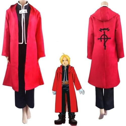Anime Full Metal Alchemist Cosplay Edward Elric Costume Men Women Role Play Halloween Carnival Party Full Set Costumes Tops Pant