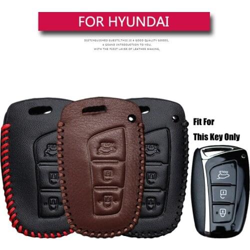 Leather Car Key Case Cover For Hyundai IX45 Tucson Santa Fe Solaris IX35 I30 IX25 Accent Smart Protect Shell Key Holder