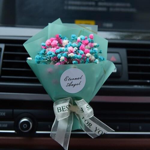 Mini Bouquet Car Decoration Interior Auto Outlet Perfume Clip Flavor Car Aroma Diffuser Dried Flower Car Accessories Girls Gift