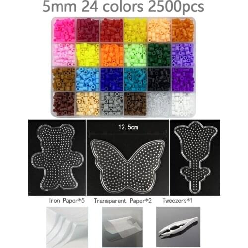 5mm Hama beads 24/48 Colors perler kit and pegboard tool Fuse Bead for kids DIY handmaking 3D puzzle Educational Kids Toys