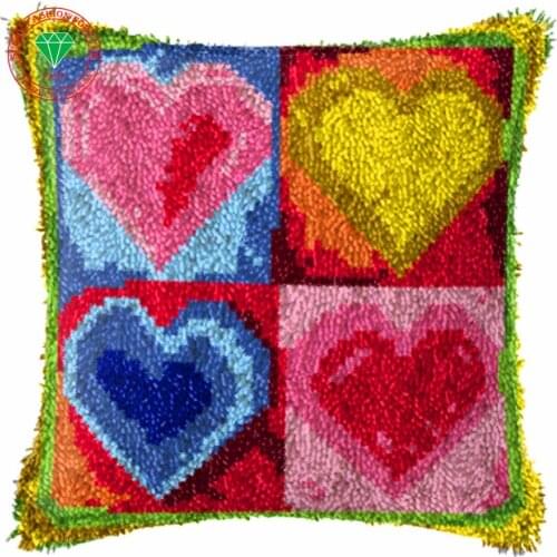 Heart Needlework Cross-stitch carpet cushion Patchwork Pillowcase diy pillowcase embroidery thread Latch hook rug kit Home Decor