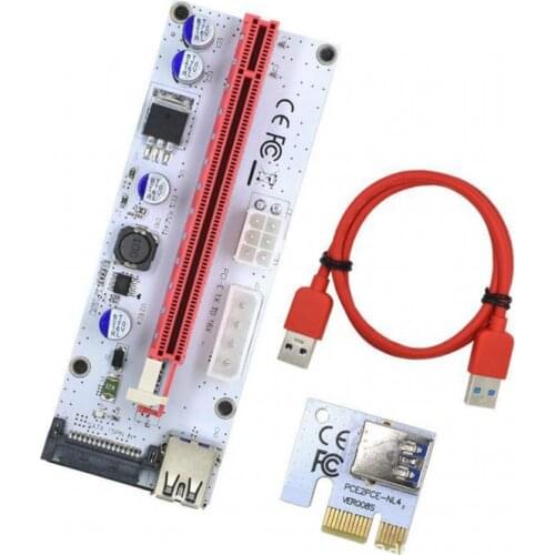 New PCI-E Pcie Riser VER008S Express 1X 4x 8x 16x Extender PCI E USB Riser VER008S GPU Dual 6Pin Adapter Card SATA 15pin For BTC