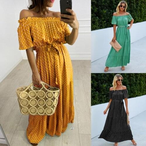 New European and American Womens One-shoulder Polka-dot Lace-up Dress Plus Size Bridesmaid Dress Sexy Dress