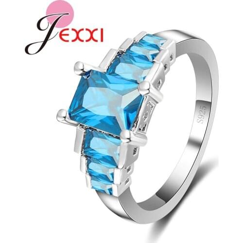 New Hot Sale High Quality Fashion Wedding Engagement Bridal Jewelry Austrian Crystal Woman 925 Sterling Silver Rings