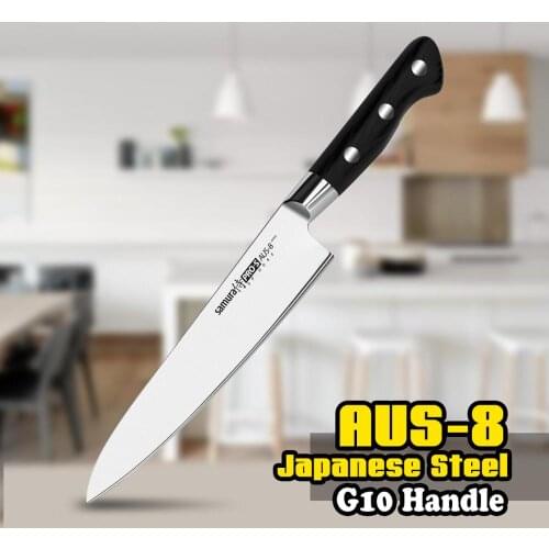 8 Inch Chef Knife AUS-8 Japanese Stainless Steel - G10 Handle Kitchen knife - Ergonomic G10 Handle