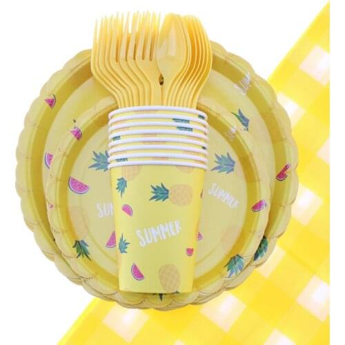 Birthday Tableware Baby Shower Pineapple Watermelon Party Decoration Disposable Tableware Happy Birthday Fruit Party Supplies