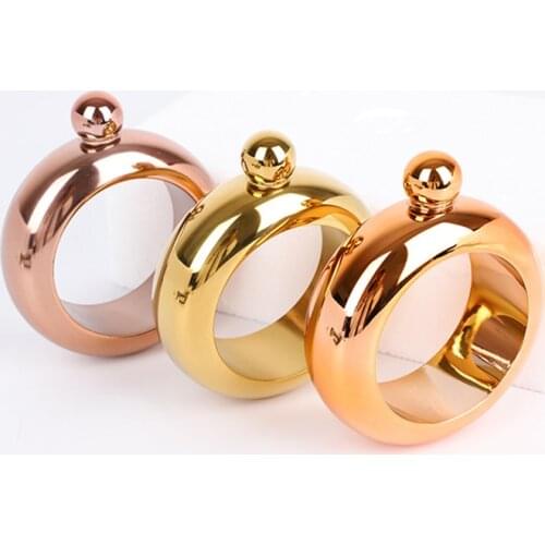 Portable Mini Hip Flask Bangle Bracelet Hip Flask With Funnel Stainless Steel Alcohol Whiskey Metal Hip Flask Pocket Flagon