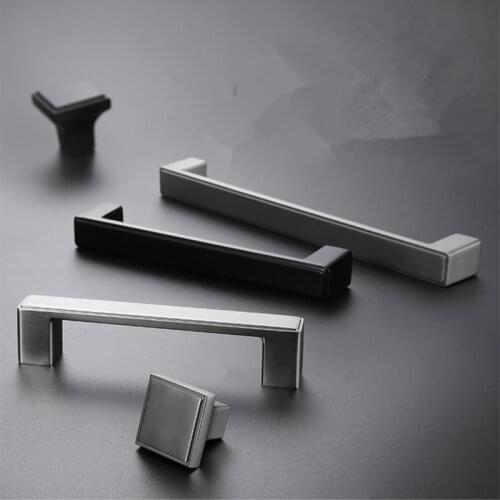 Dresser Knobs Drawer Knob Pull Aluminum Kitchen Cabinet Handles Pulls Black Door cupboard Wardrobe handle Handles for furniture
