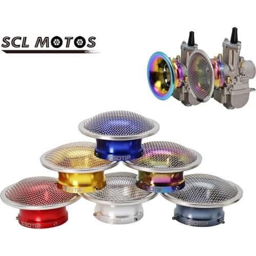 SCL MOTOS 50mm Motorcycle Carburetor Air Filter Cup Horn Cup With Mesh For PE PWK 21 24 26 28 30mm Carburetor High Quality