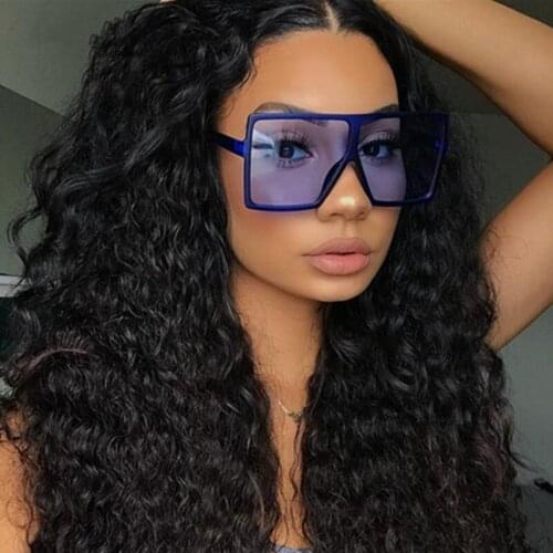 Vintage Big Flat Square Sunglasses Women Luxury Brand Trendy Mens Oversize Sun Glasses Gradient Shades UV400 Protection