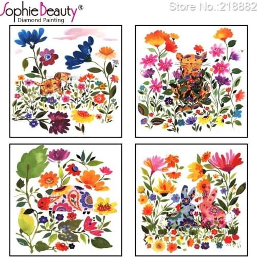Sophie New Diy Diamond Painting Cross Stitch Embroidery Cartoon Europe Beauty Colorful Flower Animals Kids Gift Mosaic Craft Art