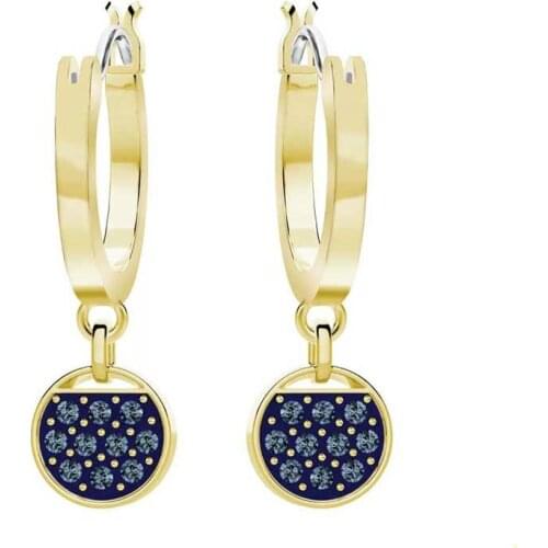 SWA 1:1 Blue Racket Earrings Gold Color Women for Gift