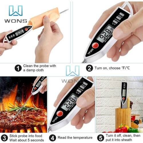 Instantly Read Meat Thermometer High-precision Sensor Barbecue Thermometer with Hold Button Suitable for Food Cooking Liquid
