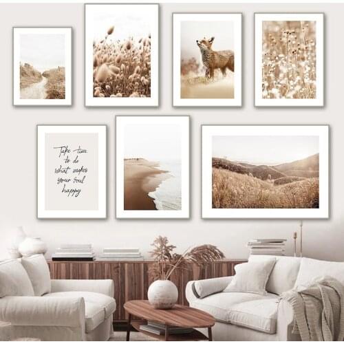 Grass Plant Pastoral Autumn Scenery Picture Animal Wall Art Canvas Painting Modern Nordic Posters And Prints For Home Art Decor