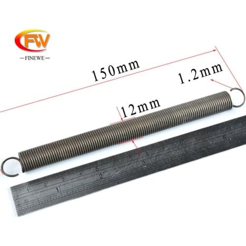 FINEWE 1pcs 1.2mm wire diameter 12mm outside diameter 70/80/90/100/120/150mm length tension extension spring wholesale