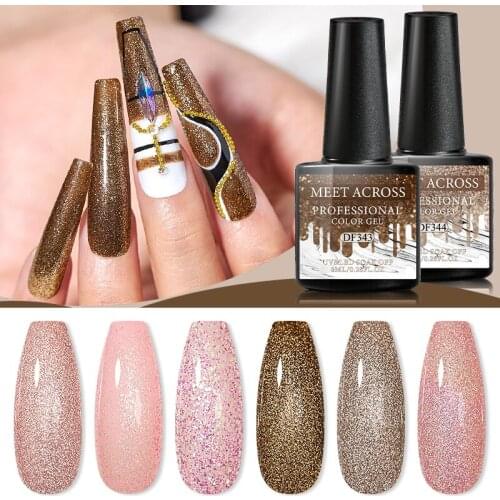 MEET ACROSS Nail Gel polish 8ml Varnish Hybrid Manicure Set For Nail Art Semi Platinum Painting UV LED Lamp Nails Gel polish