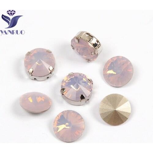 YANRUO 1122 Rivoli Rose Water Opal Round Sewing Claws Rhinestones Stones And Crystals Applique DIY Craft Stones For Dresses