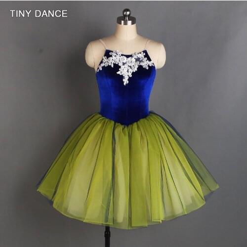 Top Quality Adult Girls Romantic Ballet Dance Tutu Stretch Blue Velvet Bodice with Layers of Platter Tutu Skirt 11 Sizes 20189