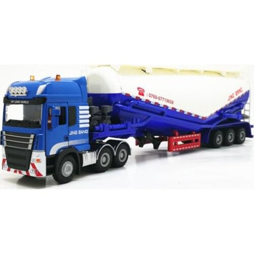 1:50 Scale Alloy Tubing Truck Trailer tank vehicles Powder conveyor Cement High Simulation Diecast Model Engineering Vehicle Toy