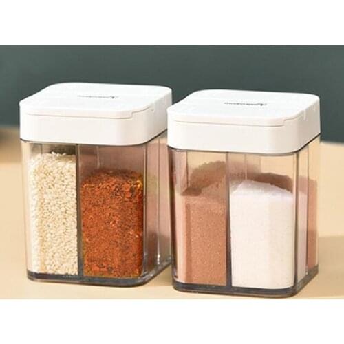 1PC Seasoning Box Plastic Transparent 4 Grid Pepper Spice Shaker Salt Seasoning Jar Condiment Bottle Kitchen Storage Gadgets