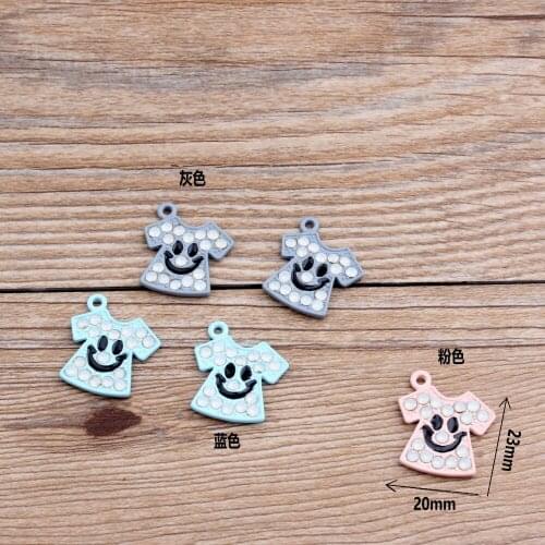 10pcs 23*20MM Alloy metal crystal rhinestone decorated clothes charms, fashion painted color clothing pendants jewelry making