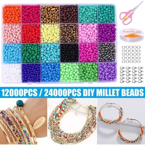 12000/24000pcs Mini Painted Round Glass Beads 24 Colours For Crafts DIY Jewelry Accessories WXV Sale