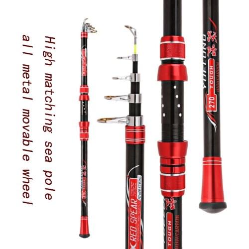 2.1M-4.5MCarbon Fiber Fishing Rod metal Wheel Seat Movable Adjustment Ultra-Light And Super Hard Telescopic Telescopic Rod