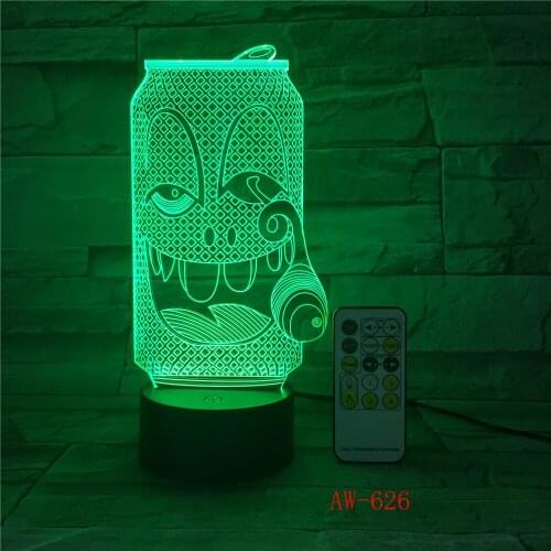 3D Lamp Cans Beer Bottle Red Wine Glass model Touch Sensor Color Changing USB Cable luminaria Home Bar Party Table Decor AW-626