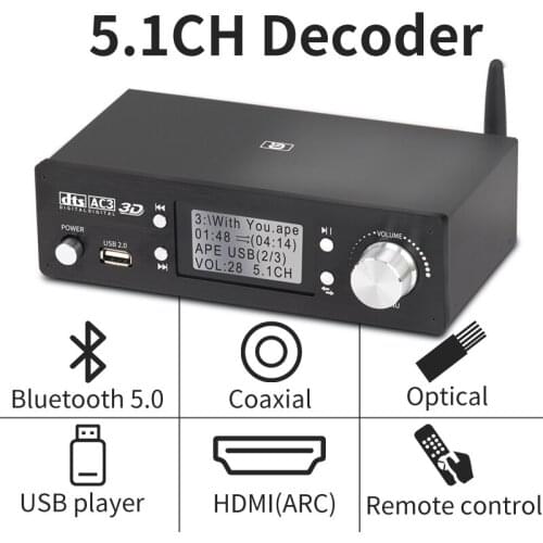 HD920 5.1CH Audio Decoder Bluetooth 5.0 Reciever DAC DTS AC3 Dolby Atmos 4K HDMI-compatible Converter SPDIF ARC PCUSB Sound Card