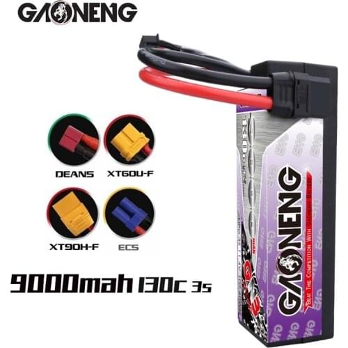 GAONENG 11.4V 9000mAh 3S2P 130C/260C Hardcase LiHV LiPo Battery pack with XT90 EC5 Plug for RC Car four drive RC Car boat