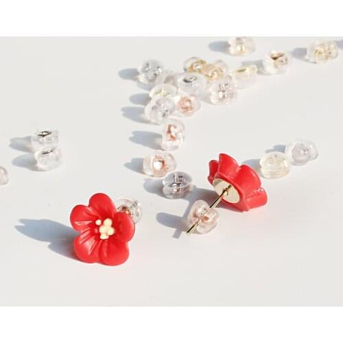 6pcs/lots High Quality Copper Silicone Earplugs Four-leaf Round Ear Plug For DIY Handmade Earrings Jewelry Making Accessories