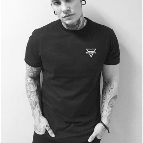 Brand T Shirt Men Fitness Circular hem T-shirt O neck solid tee shirt homme Slim Fit Loose Cotton hip hop streetwear Tshirt male