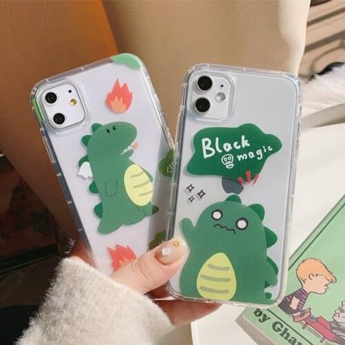 Phone case mobile shell for iphone11 XR XS 7/8/SE 2020 11pro Xs 7p/8plus X/Xs 12 12pro /max 12mini ins Couples Cartoon dinosaur