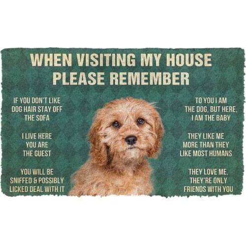 CLOOCL Please Remember Cavoodle Dog House Rules Custom Doormat Decor 3D Print Animal Floor Door Mat Non-Slip Drop Shipping