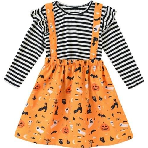 Kids Baby Girls Clothes Sets Cartoon Printing 2-Piece Lace Long Sleeves Overalls Toddler Clothing Suit Children Girl 1-6Y
