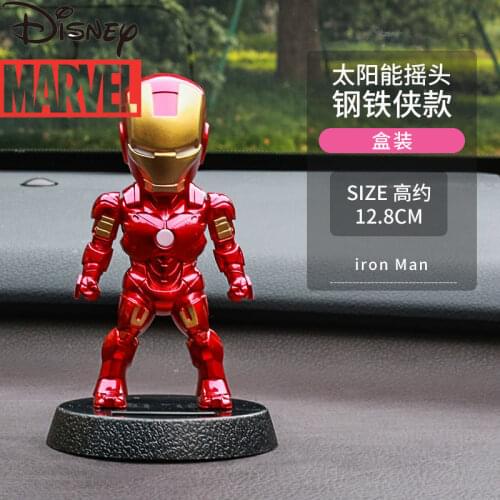 Disney Iron Man Cartoon Car Decoration Solar Car Decoration Cute Shaking Head Decoration Car Doll