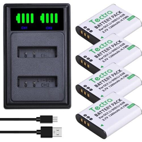 Li-90B Li90B Li-92B Batteries for Olympus Tough TG-6 TG-5 TG-Tracker SH-1 SH-2 SP-100 IHS Tough TG-1 TG-2+LED USB Dual Charger