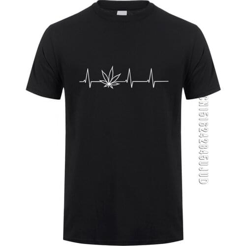 Summer Heartbeat Weed T Shirt Tshirt Men O Neck Cotton T-shirts Man High Street Camiseta Basic Tops