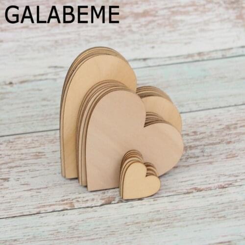 Galabeme 30pcs 3size love heart Rustic Wedding Wooden Confetti Scrapbooking DIY Craft Photo Props table decoration