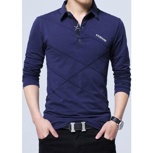 HAIMAITONG Long Sleeve Polos For Men