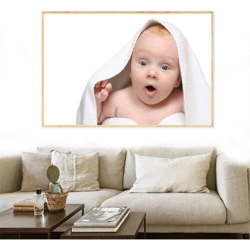 Lovely Baby Painting Cute Poster Wall Pictures for Living Room Kids Room Decor Bedroom Wall Art Kids Smile Cuadros Decoration