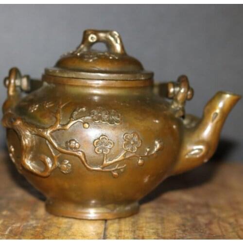 China brass plum blossom teapot crafts statue