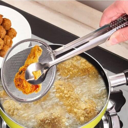 1PC Stainless Steel Food Fryer Drain Mesh Strainer Frying Oil Filter Kitchen Cooking Colander Drainer Buffet Utensil tong