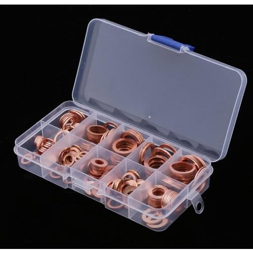 Set Of 200 Oil Drain Plug Washer Copper Crush Seal Assortment Assorted Set