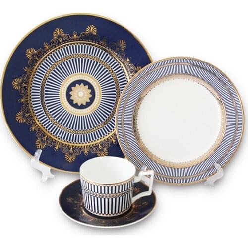 Ceramic Cutlery Set Dinner Dish Cup And Saucer Vajilla Flat Plate Bone China Platter Porcelain Blue Tray Home Decoration 1 Pcs