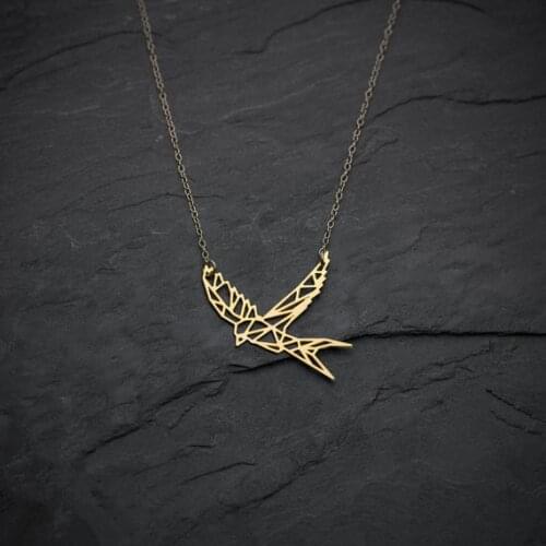 Swallow Necklace Geometric geometric bird origami pendant Women Geometric Accessories Geometric Jewelry